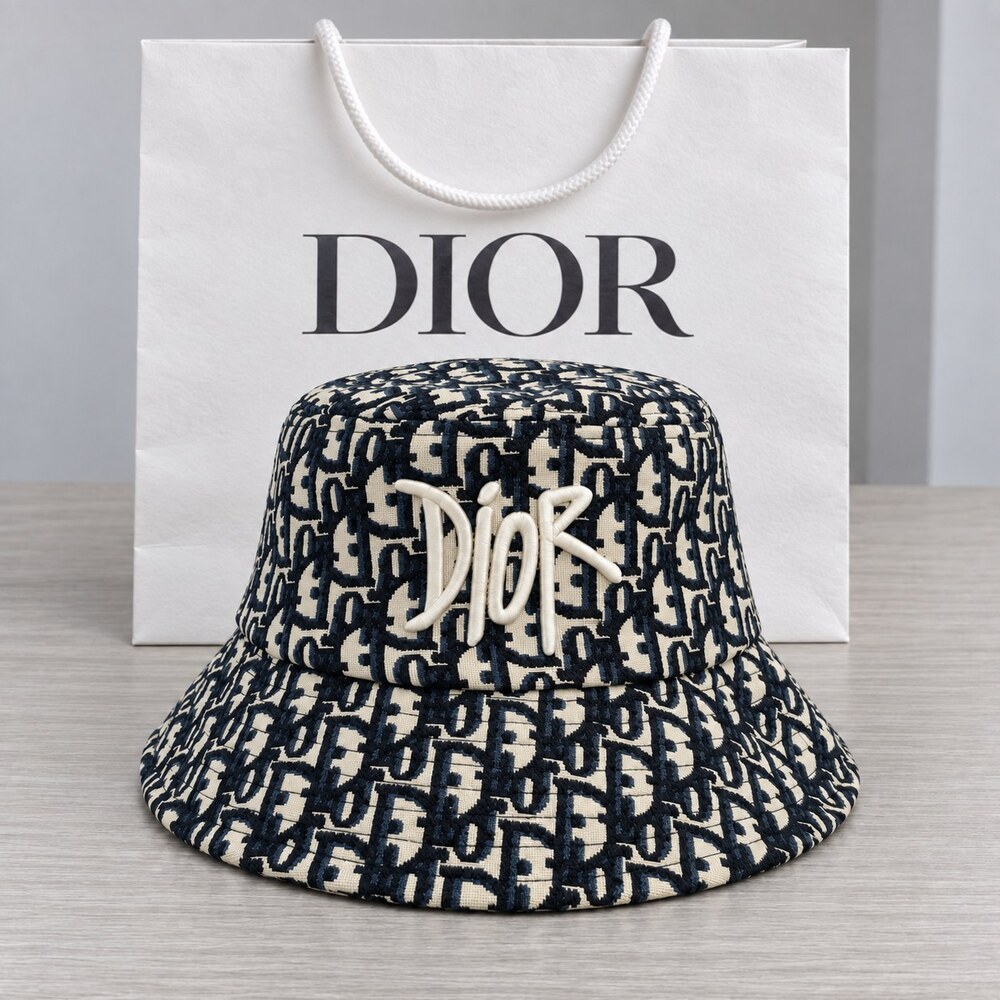 Dior Navy Jacquard Bucket Hat